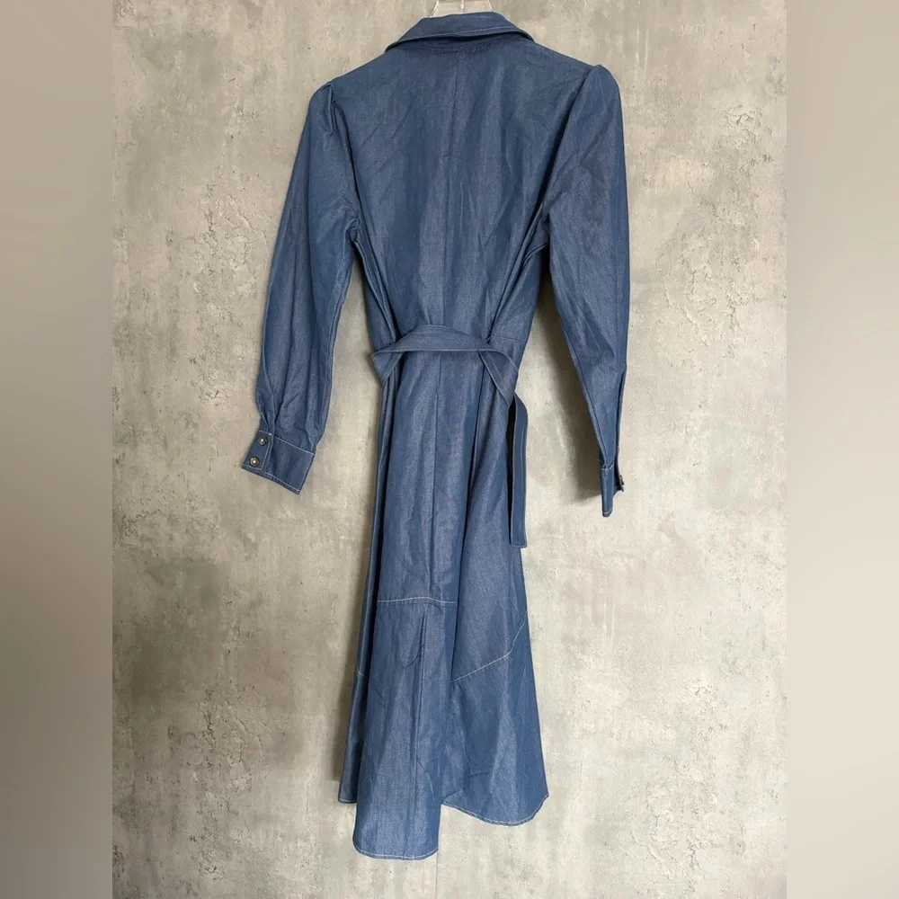 London Times Tie West Long Sleeve Denim Dress B3231